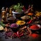 Vibrant Raw Ingredients and Spices Bursting with Colors and Textures
