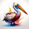 Vibrant Realism: The Pelican Painted In Bold Colors With Surrealistic Elements