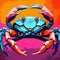 Vibrant Realism: A Pop Art Crab On Colorful Background