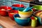 Vibrant and Realistic Close up of Mixing Bowls.AI Generated