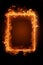 Vibrant rectangular frame of burning flames on dark background for striking visual impact