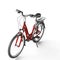 Vibrant red bicycle on a white background, 3D rendered