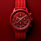 Vibrant Red Chronograph Watch With Striking 3d Rendering