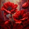 Vibrant Red Poppy Flowers In Neon Art Nouveau Style