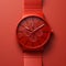 Vibrant Red Swatch Watch With Photorealistic 3d Rendering