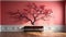 Vibrant Red Tree Wall Sculpture With Whimsical Design