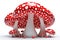 Vibrant Red and White Spotted Wild Mushrooms in Lush Forest Setting - Generative AI