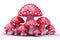 Vibrant Red and White Spotted Wild Mushrooms in Lush Forest Setting - Generative AI