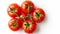 Vibrant and Refreshing: Captivating Top View of Fresh Tomatoes Glistening with Water Drops on a Pure