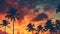 Vibrant retro wave aesthetic art collage of nature with palm trees capturing an awesome view