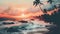 Vibrant retro wave aesthetic art collage with stunning nature view and palm trees