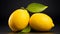 Vibrant Ripe Yellow Lemons in Minimalist Studio Setting Fresh Citrus Fruit Stock Photo.