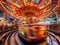 Vibrant rollercoaster motion blur with slow shutter speed