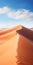 Vibrant Sahara Landscape: A Man Walking Along A Majestic Sand Dune