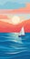 Vibrant Sail Boat Illustration On The Ocean