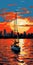 Vibrant Sail Boat In New York Harbor: Fauvist Style Artwork