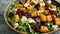 A vibrant salad with arugula, roasted beets, goat cheese, and a balsamic glaze