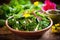 a vibrant salad made from freshly picked mountain greens
