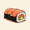 Vibrant Salmon And Avocado Sushi Illustration With Retro Filters