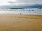 Vibrant Sand and Cloudy Sky in the Beach