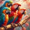 Vibrant Scarlet Macaw Parrots: Ara Macao