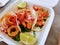 Vibrant seafood tacos in playa del carmen Mexico