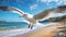 Vibrant Seagull On Beach: A Captivating Verdadism-inspired Image