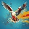 Vibrant Seagull Flying: Captivating Pop Art Style Painting