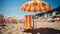 Vibrant seaside boardwalk with colorful beach huts perfect for summer apparel promotion