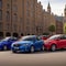 Vibrant Sedan Car Parade: 5 Colors Grace the Streets of London - AI Generated