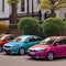 Vibrant Sedan Car Parade: 5 Colors Grace the Streets of London - AI Generated