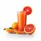 Vibrant Sensations: Grapefruit And Orange Juice On White Background