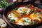 Vibrant Shakshuka with Soft Poached Eggs and Fresh Herbs