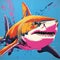 Vibrant Shark Painting With Pop Art Style - Captivating And Colorful