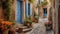 The Vibrant Shutter Door in a Quaint European Village
