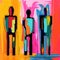 Vibrant Silhouette Figures: Conceptual Digital Art Painting With Fauvist Color Use