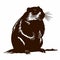 Vibrant Silhouette Of A Ground Beaver - Prairiecore Animal Art