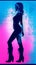 Vibrant Silhouette: Vintage Ankle Boots in Modern Blue and Pink Posters. Bright Silhouette: Vintage Style Ankle Boots on a