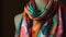 Vibrant silk headscarf adds elegance to women summer clothing generated by AI