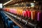 Vibrant Silk Threads Textile Machinery in Action, AI