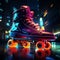 Vibrant skate culture, Colorful, clean style with dazzling neon lights