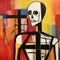 Vibrant Skeleton And Cross Color Painting With Bold Lines And Vivid Colors