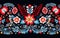 Vibrant Slavic Folk Floral Pattern on Dark Background