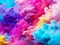 Vibrant Smoke Clouds: Multicolored Paint Explosion Banner for Webpages.