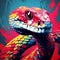 Vibrant Snake In Pop Art Style With Explosive Wildlife Colors