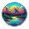 Vibrant Spectrum Colors: Stunning Mountain And Water Sticker