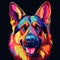 Vibrant Spectrum German Shepherd Dog Face Diy Painting Vector Art