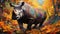 Vibrant Spectrum Rhino: Hyper-realistic Animal Illustration In Bold Colors