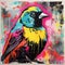 Vibrant Spray Painted Bird Art: A Fusion Of Realism And Street Style