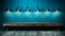 Vibrant Stage Backdrop Lamp On Wooden Bench Against Blue Wall